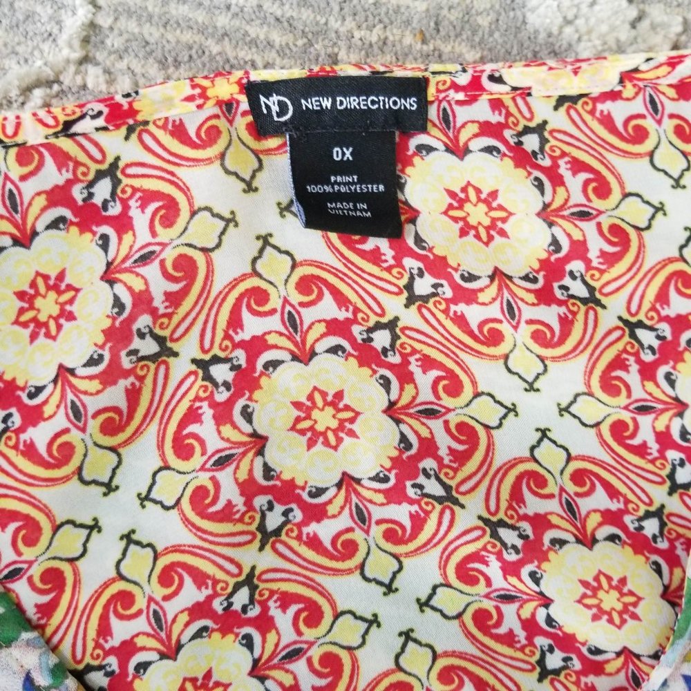 New Directions Brand Top Blouse Boho Multi-Color Floral Print Size 0X - Picture 11 of 12